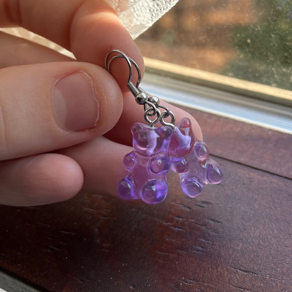 Purple gummy bear earrings - Picture 1 of 5